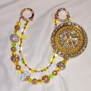 Elegant Gold and Silver Women's Purse Chain with Spinning $ Sign